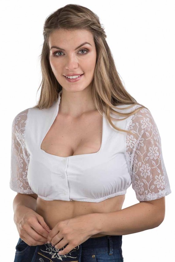 Damen Dirndlbluse Wiesnklee - weiss