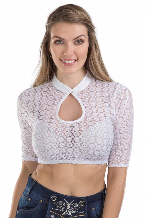 Damen Dirndlbluse Alpentau - weiss