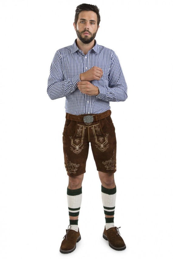 Herren Lederhose Wiesnjäger - nussbraun