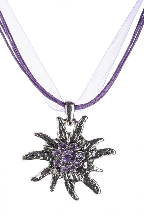 Damen Trachtenkette Edelweiß lila