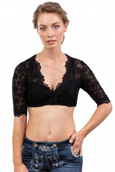 Damen Dirndlbluse Windrose - elegant & transparent - schwarz