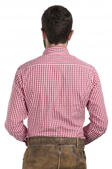 Trachtenhemd Zugspitze - Slim Fit, rot-weiß