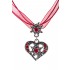 Damen Trachtenmodeschmuck Herz mit Strass und Edelweiß rot